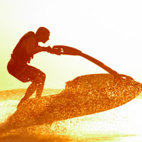 man jumps on the jetski