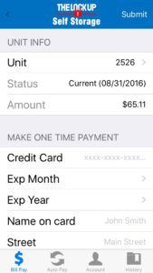The Lock Up Self Storage App Payment Options