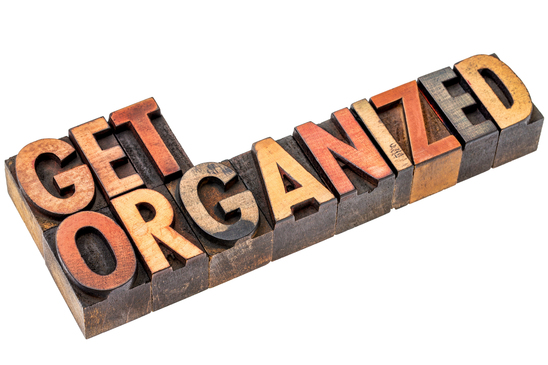 get organized in letterpress wood type Get Organized
