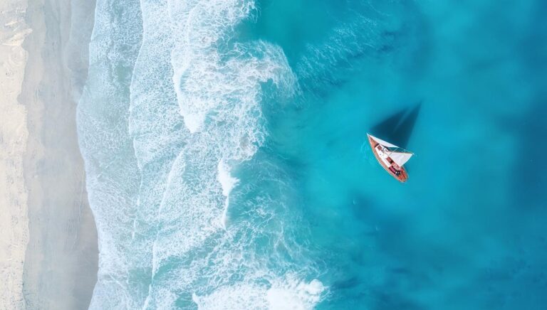 Luxury boat sailing in the ocean.